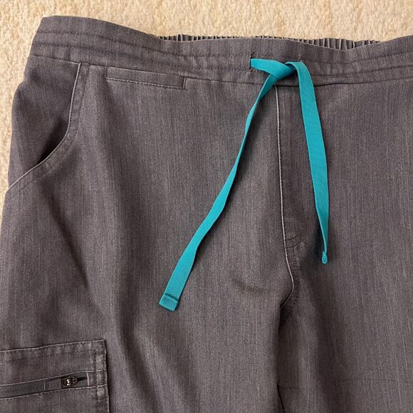 Figs Womens Small Yola Skinny Scrub Drawstring Scrubs Technical Gray Teal Cords - Picture 5 of 14